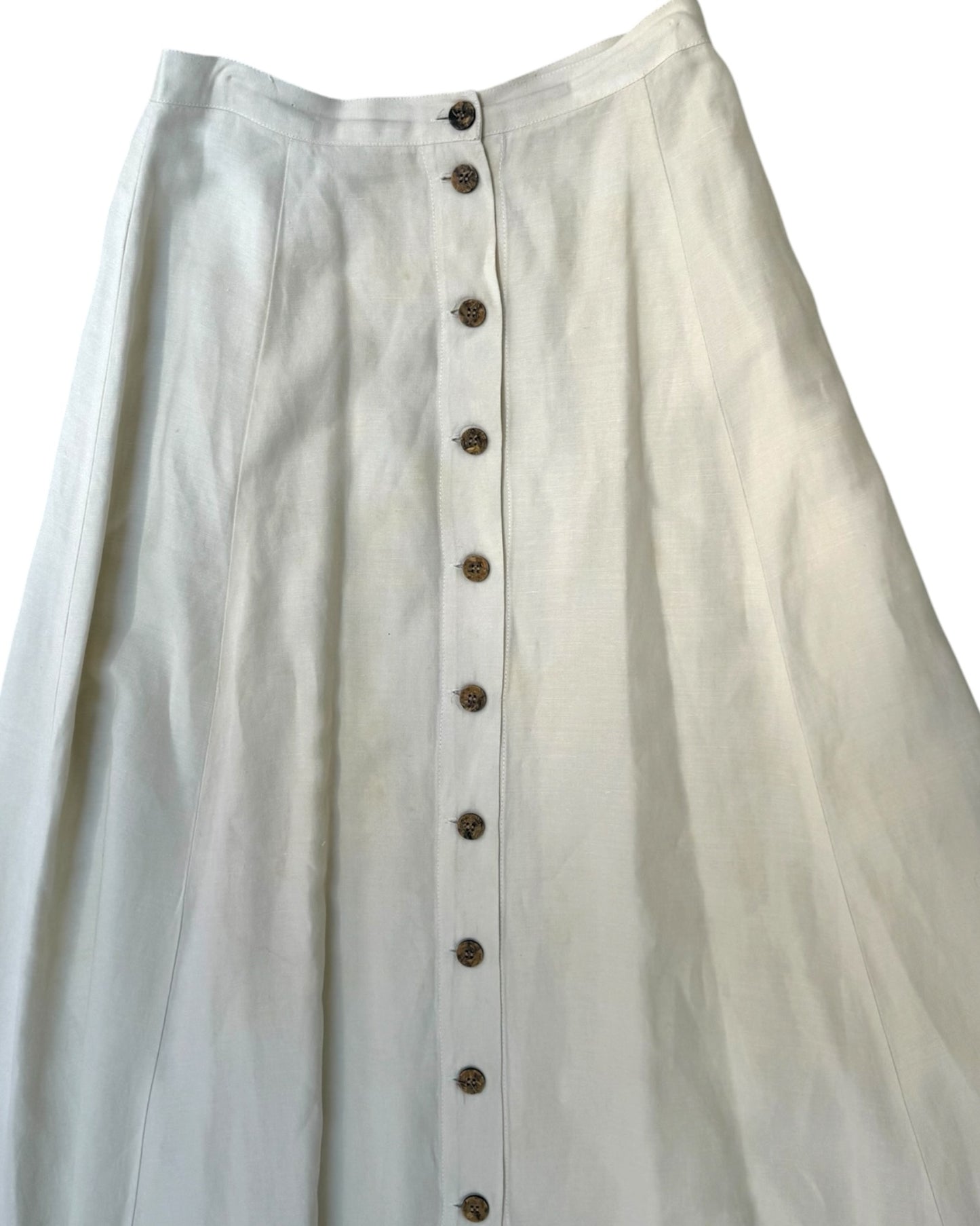 Vintage Linen Button-Up Midi Skirt