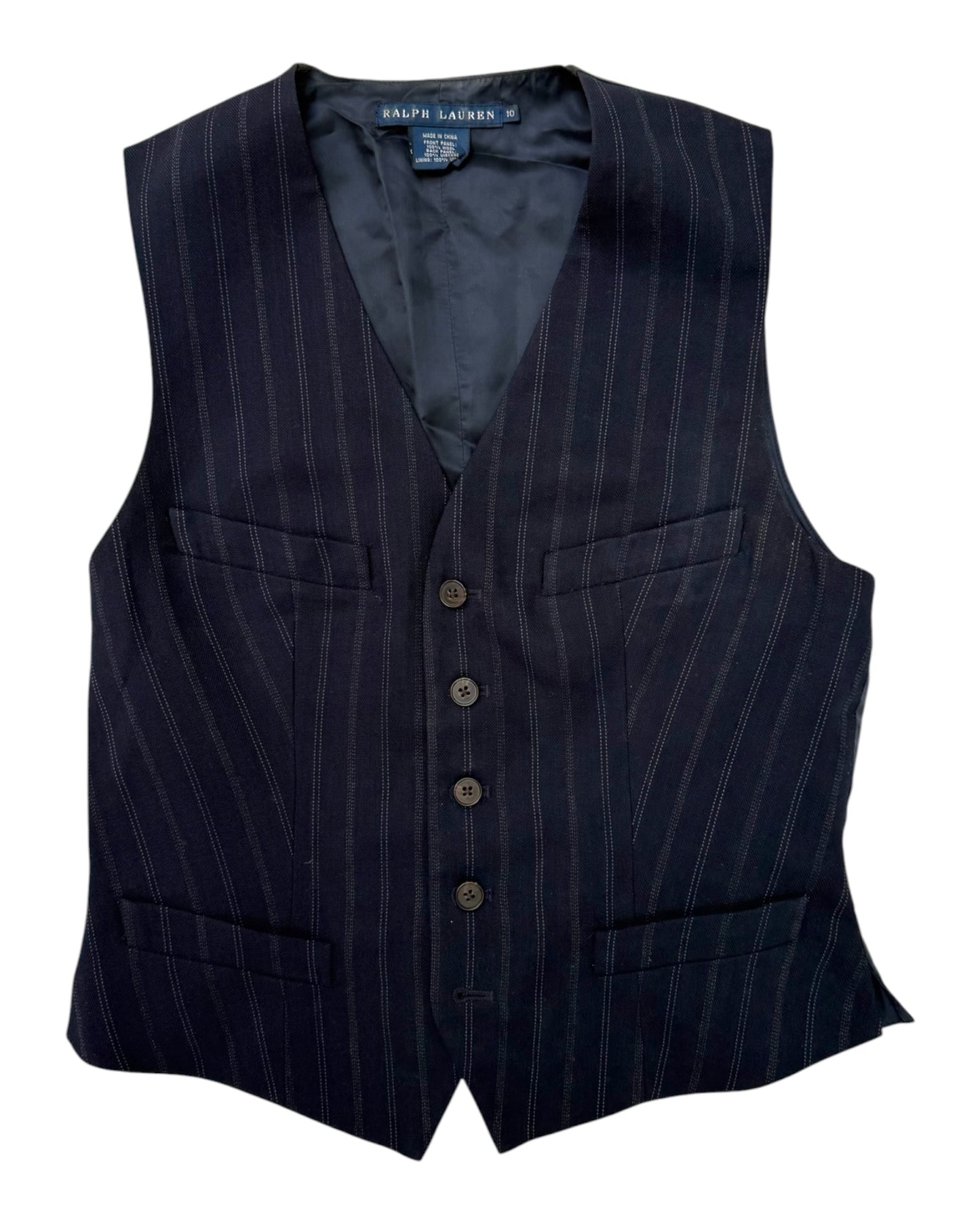 Vintage Ralph Lauren Navy Blue Stripe Vest