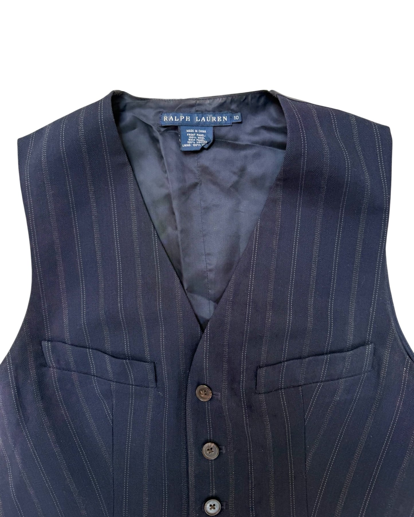 Vintage Ralph Lauren Navy Blue Stripe Vest