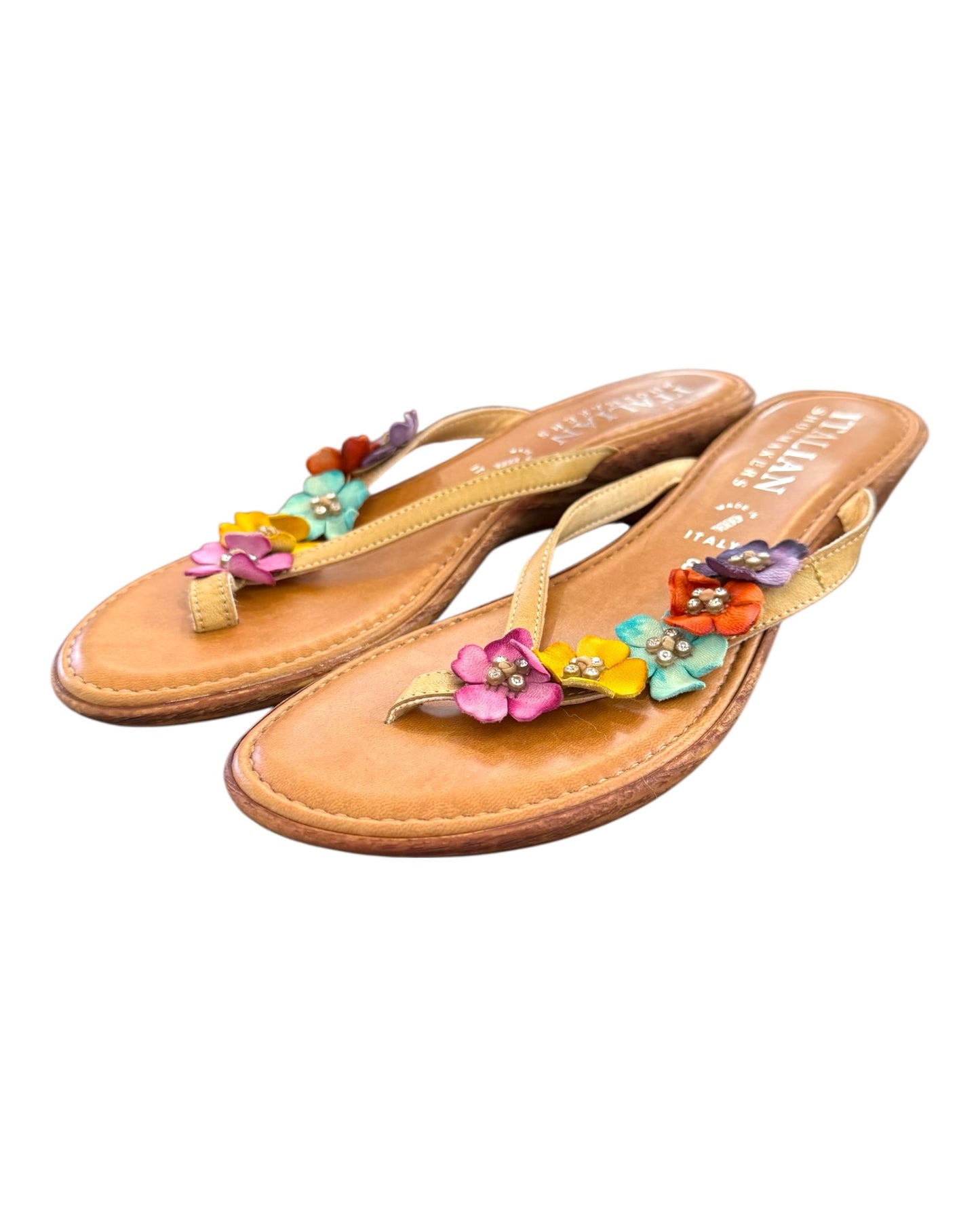 Vintage Y2K Floral Flip Flop Wedges
