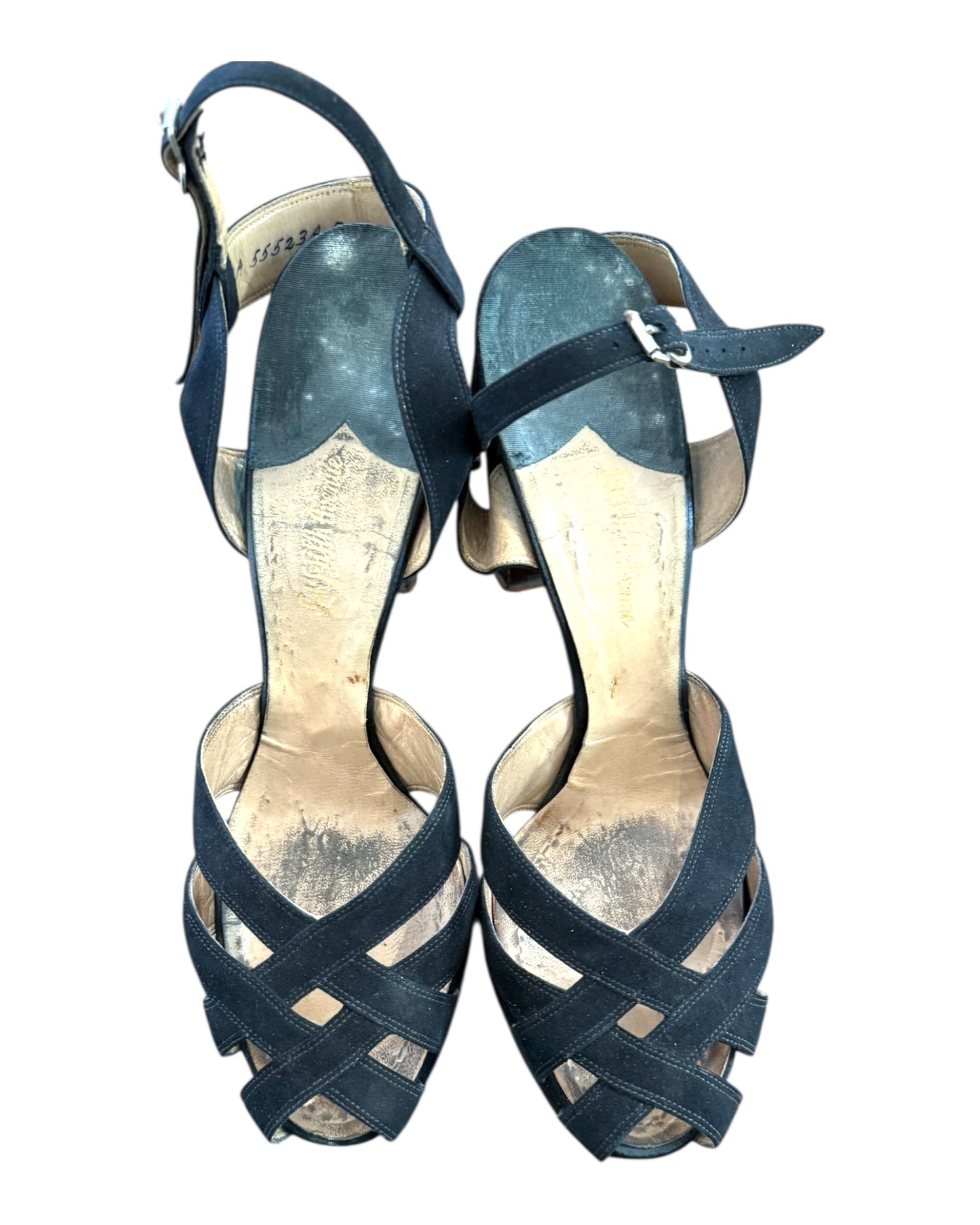 Vintage Black Suede Platform Heels