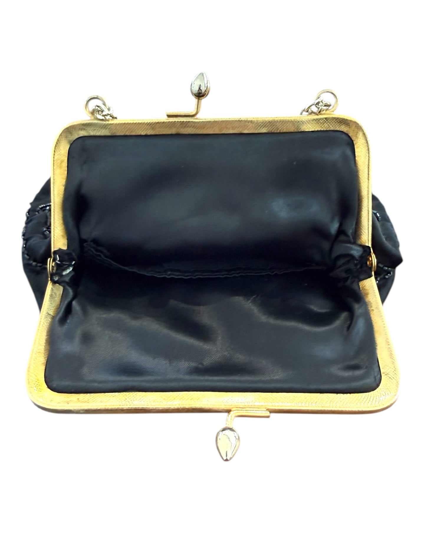 Vintage Black Beaded Clasp Bag