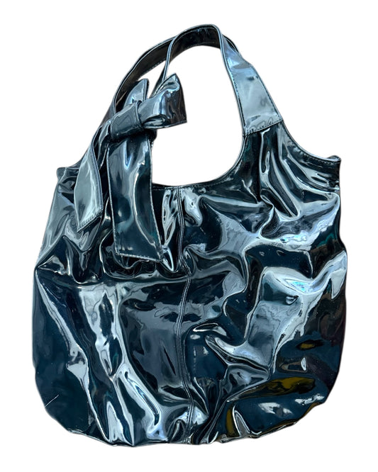 Vintage Black Patent Leather Hobo Bag