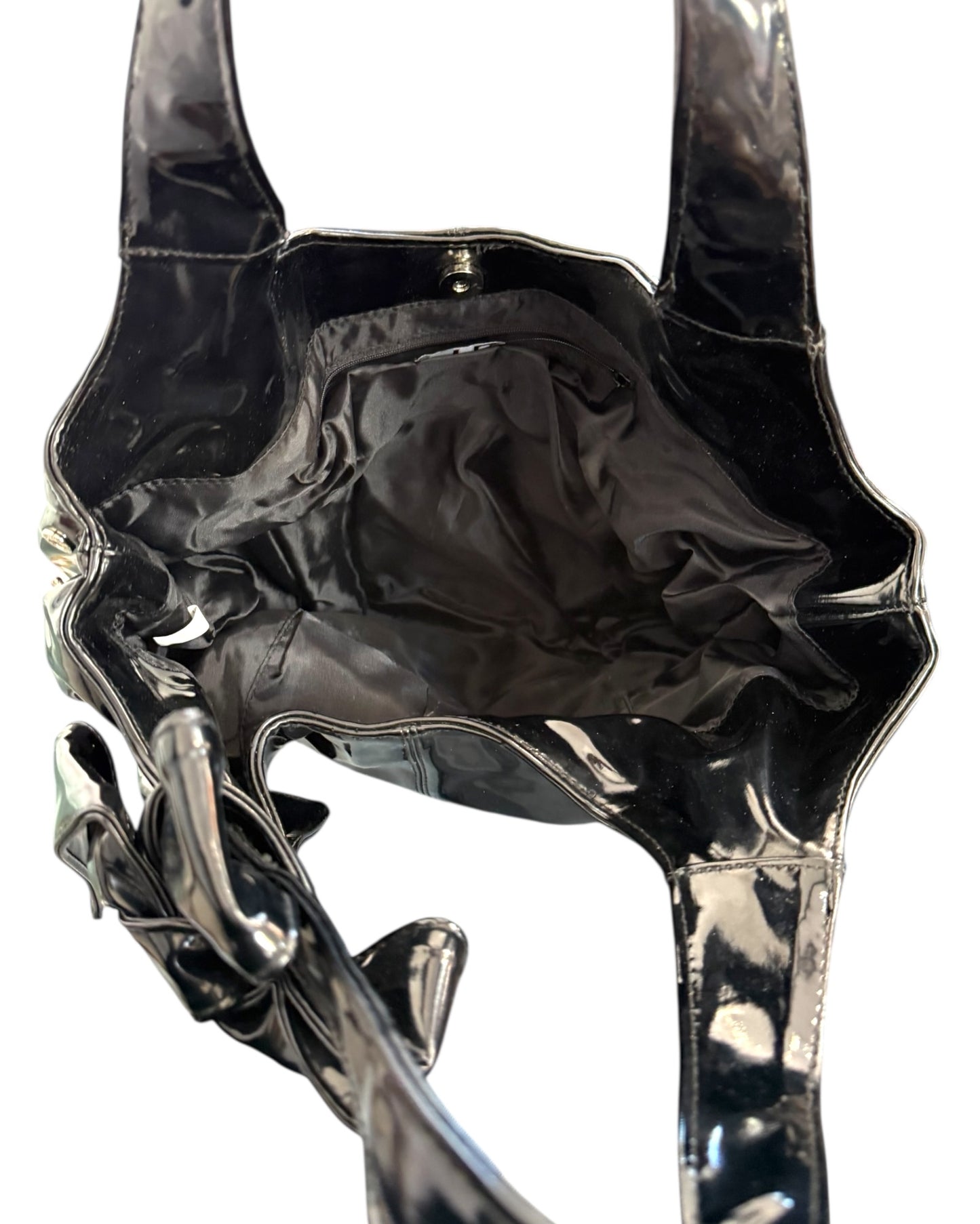 Vintage Black Patent Leather Hobo Bag