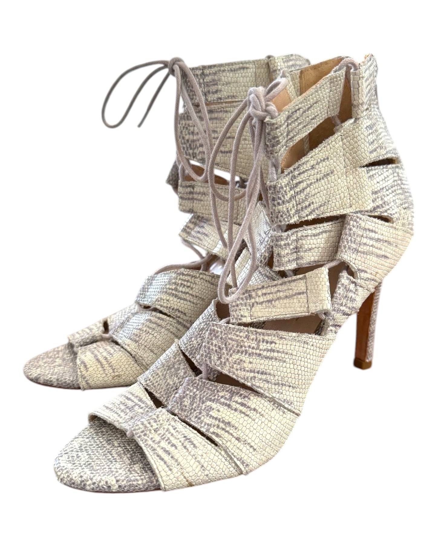 Vintage Loeffler Randall Snakeskin Gladiator Heels