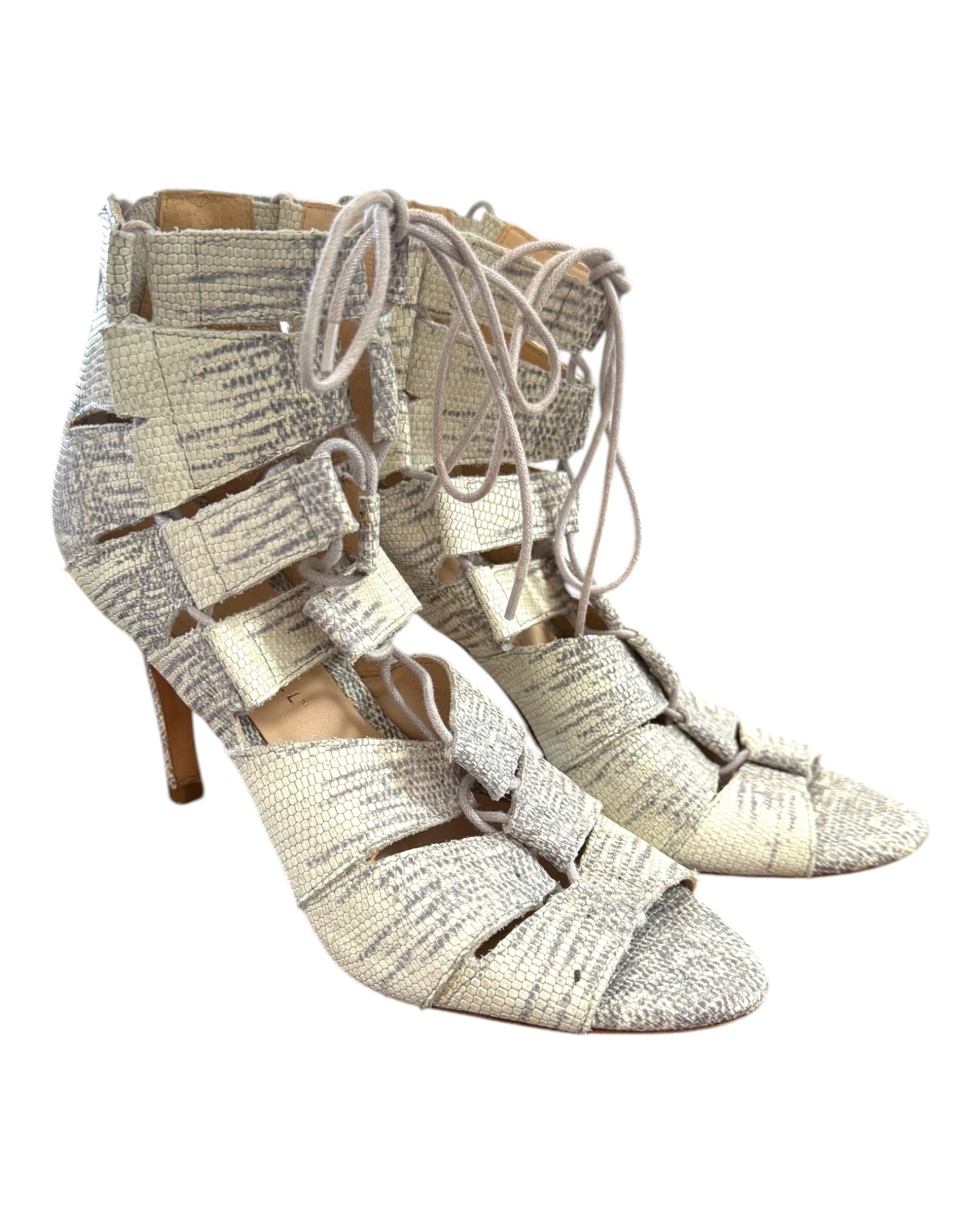 Vintage Loeffler Randall Snakeskin Gladiator Heels