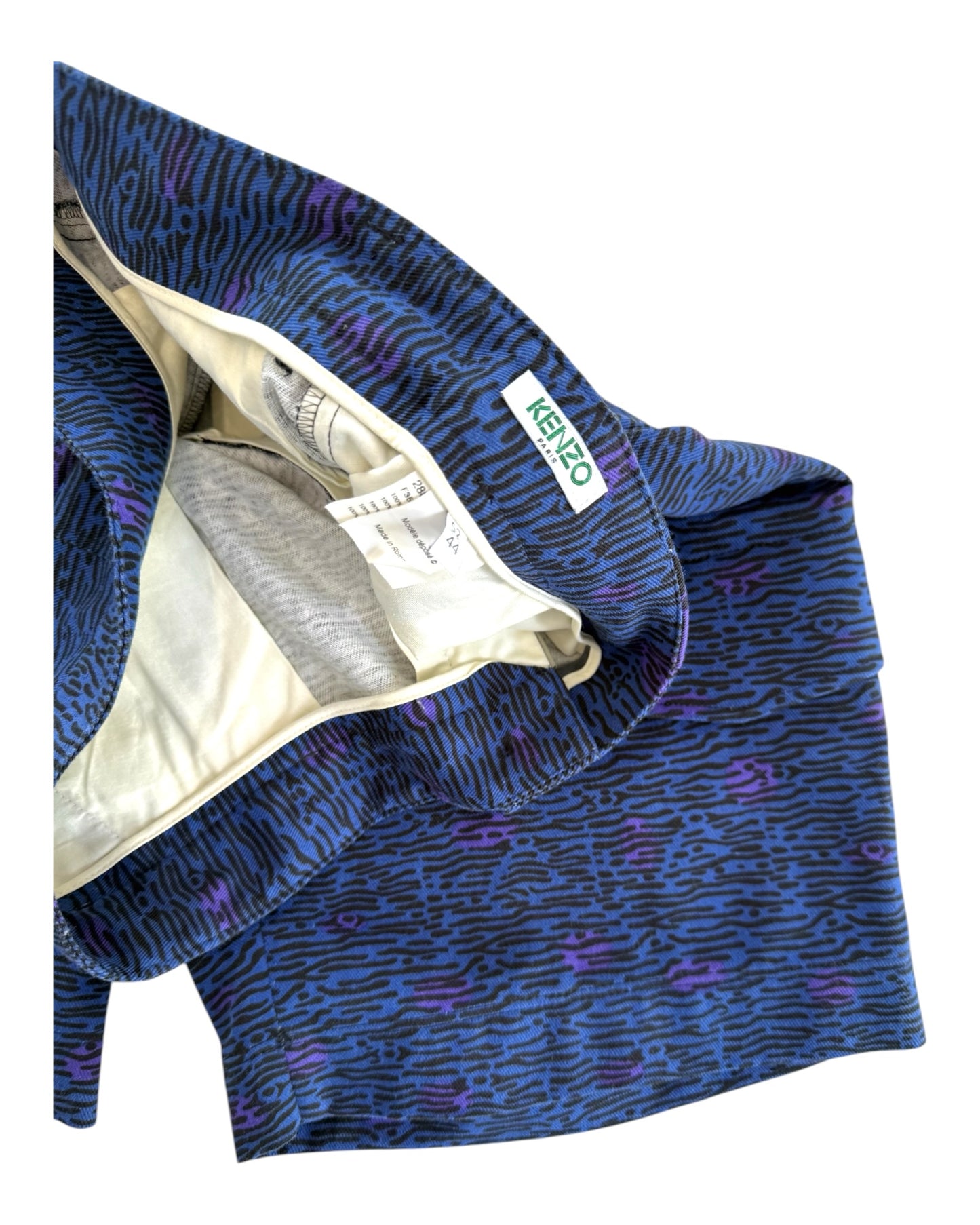 Vintage Kenzo Zebra Print Blue Shorts