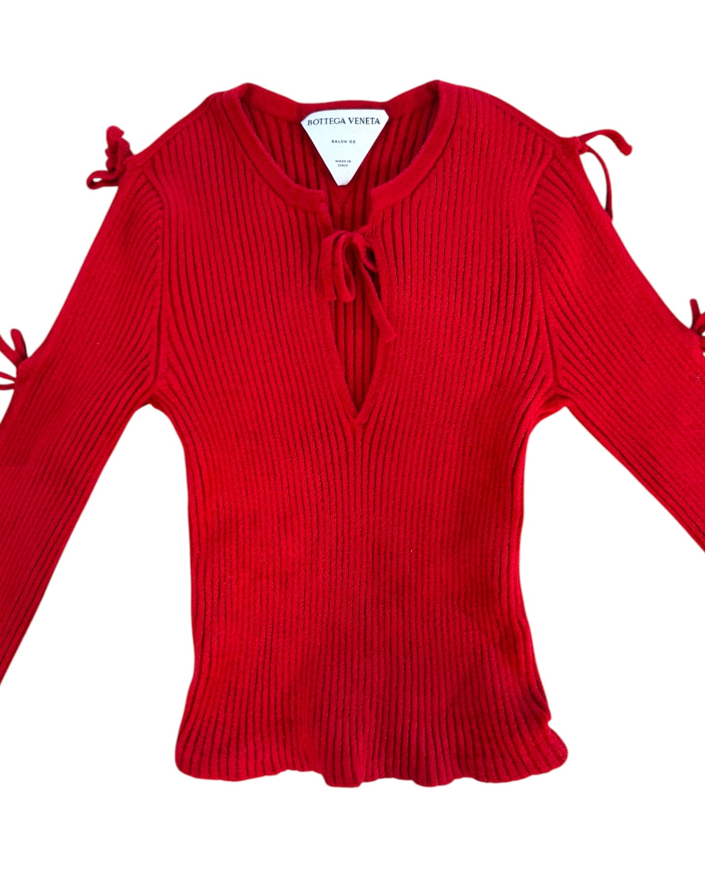 Pre-Loved Bottega Veneta Red Knit Crop Top