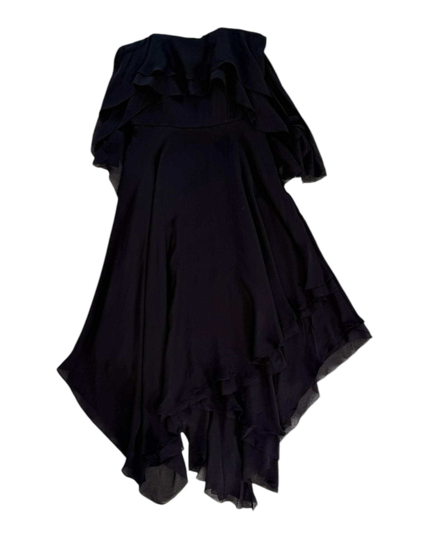 Vintage Halston Black Strapless Handkerchief Dress