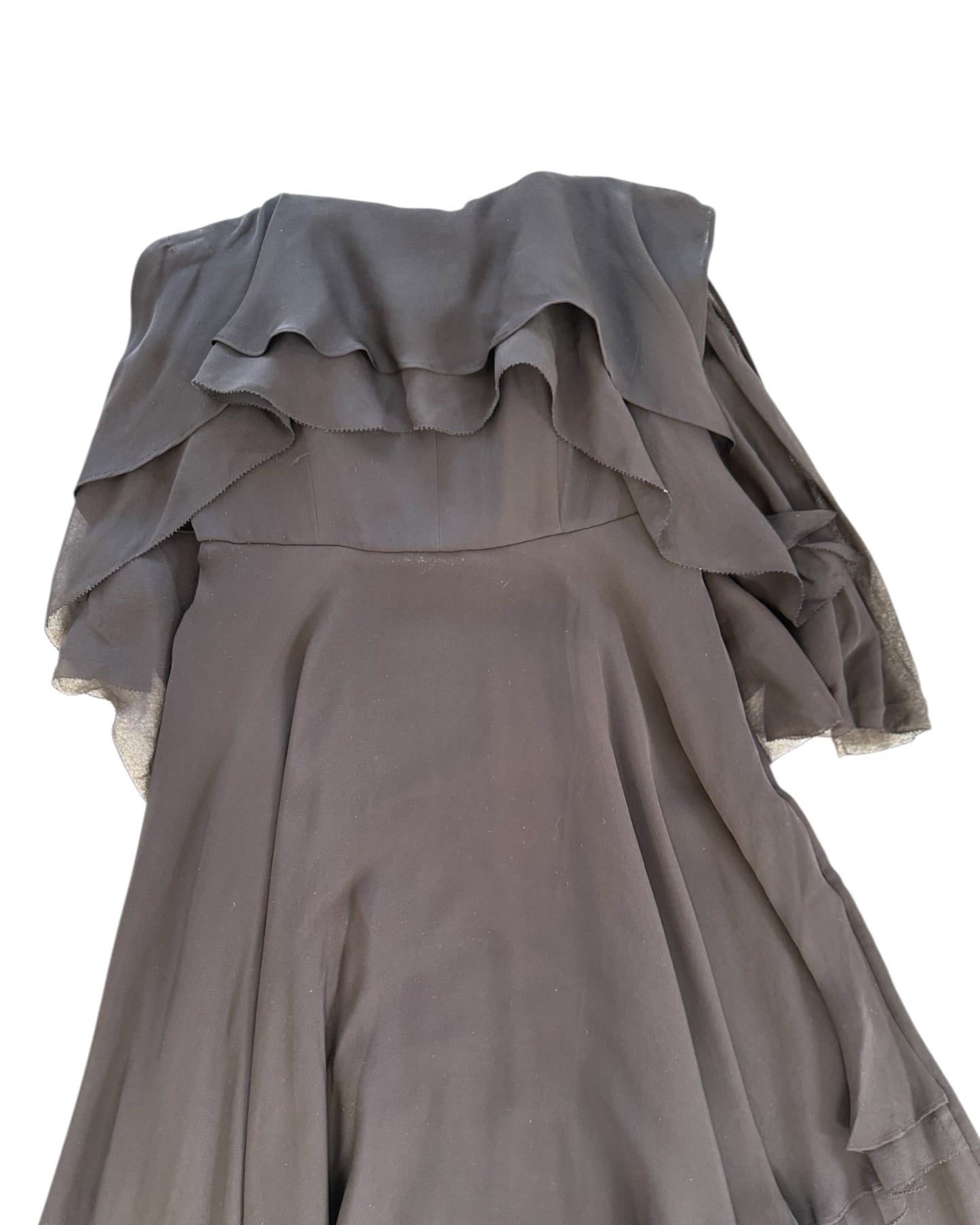 Vintage Halston Black Strapless Handkerchief Dress