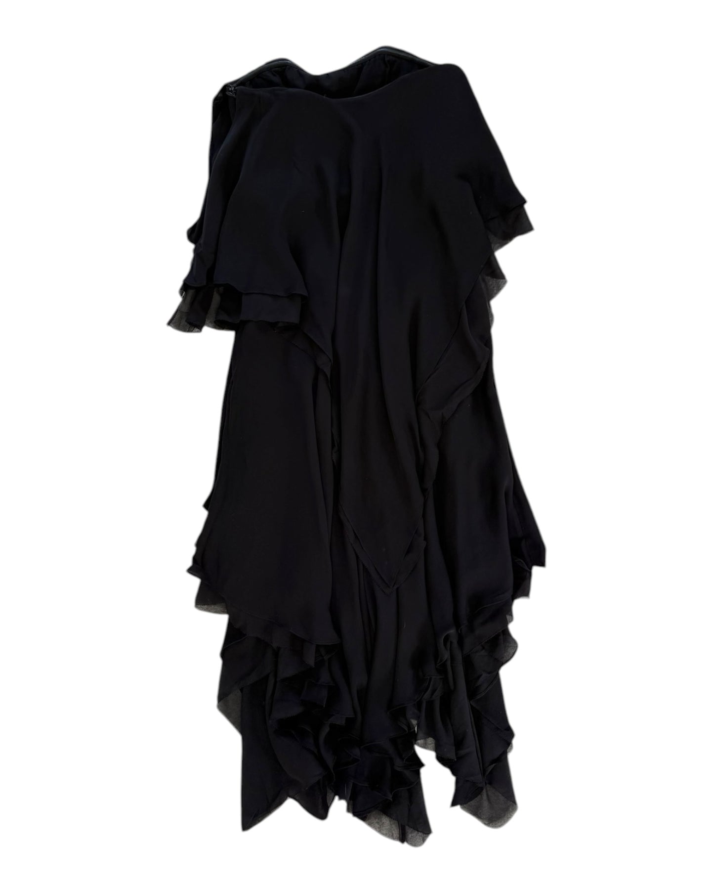 Vintage Halston Black Strapless Handkerchief Dress