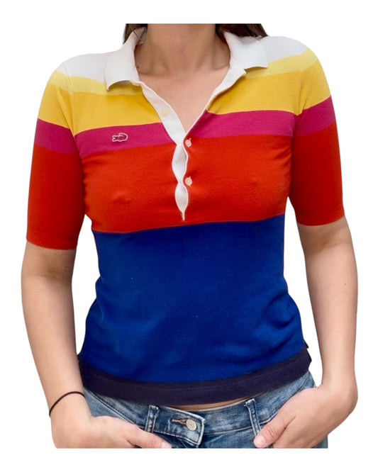 Vintage Lacoste Multicolor Stripe Polo Top