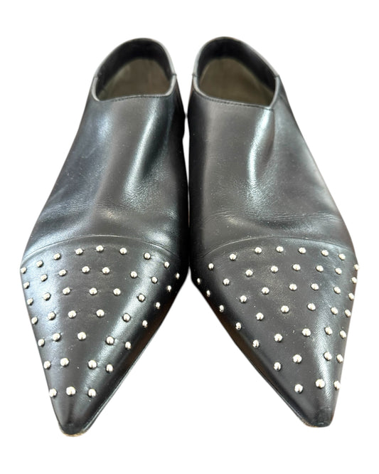 Vintage Costume National Black Leather Loafers with Studs