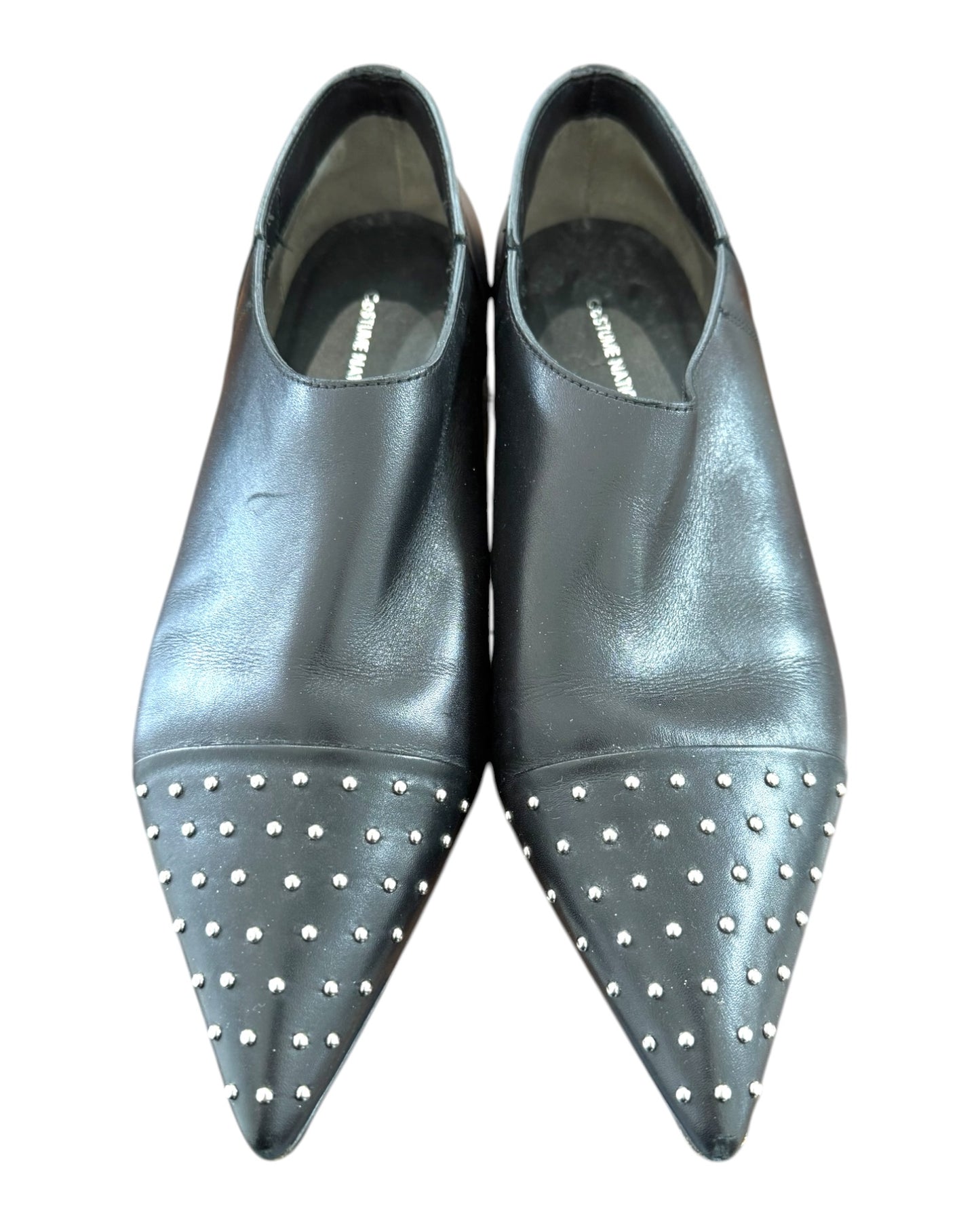 Vintage Costume National Black Leather Loafers with Studs