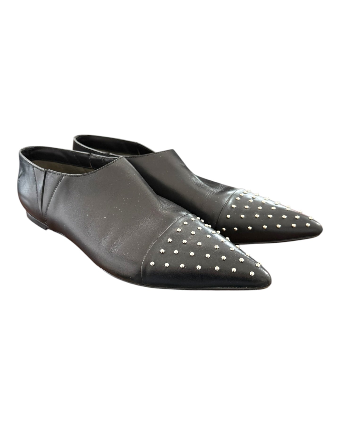 Vintage Costume National Black Leather Loafers with Studs