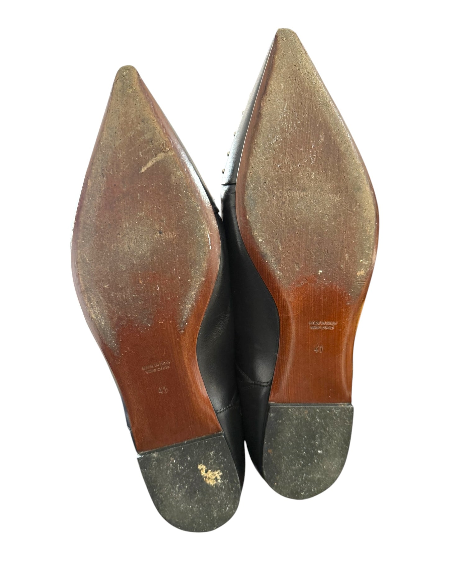 Vintage Costume National Black Leather Loafers with Studs