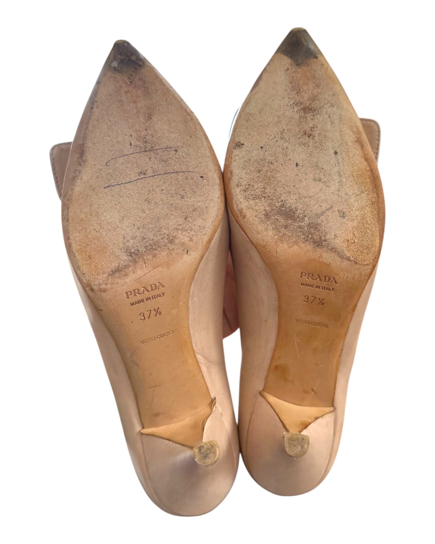 Vintage Prada Blush Pink Pumps with Logo Buckle