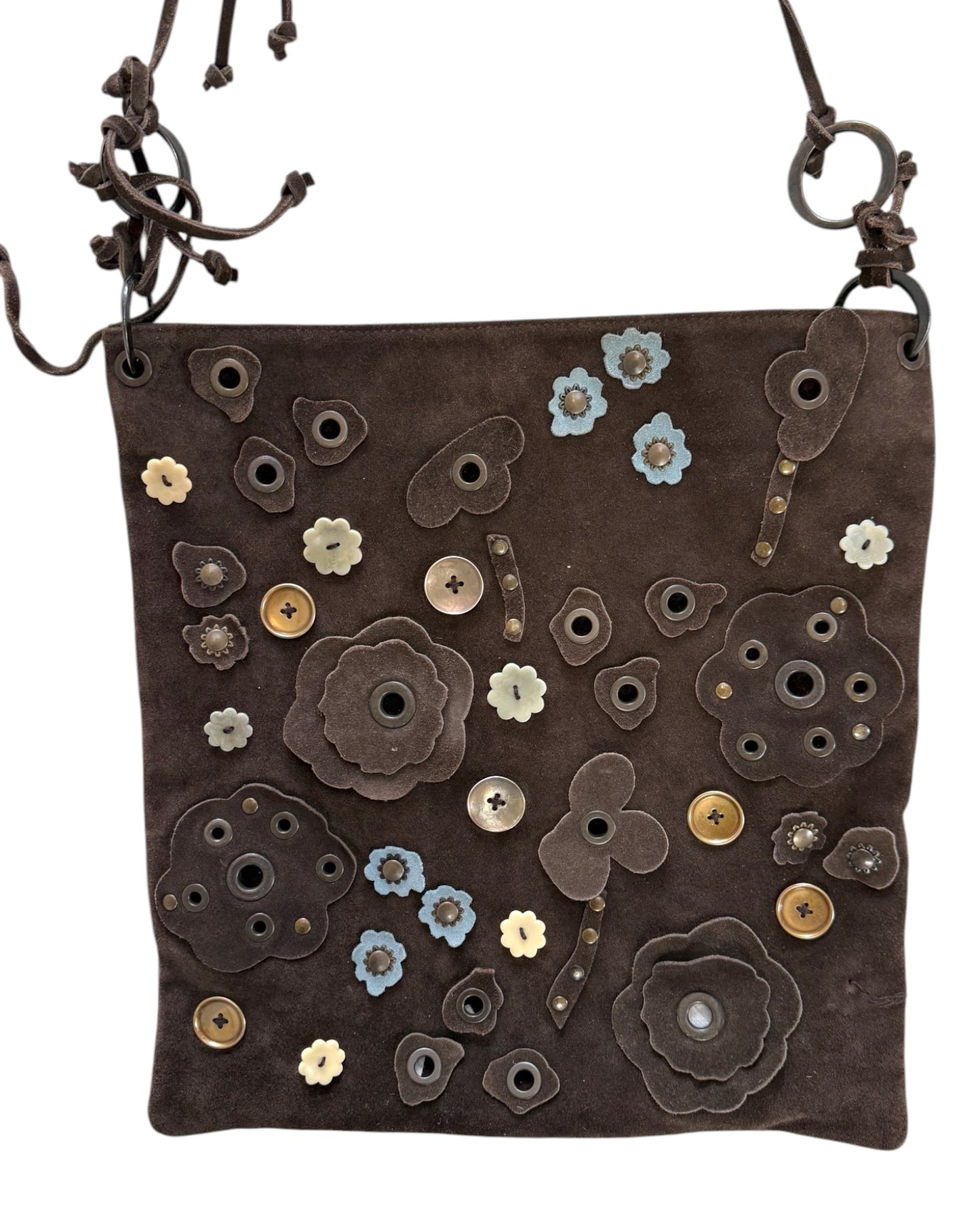 Pre-Loved Marni Brown Suede Floral Bag