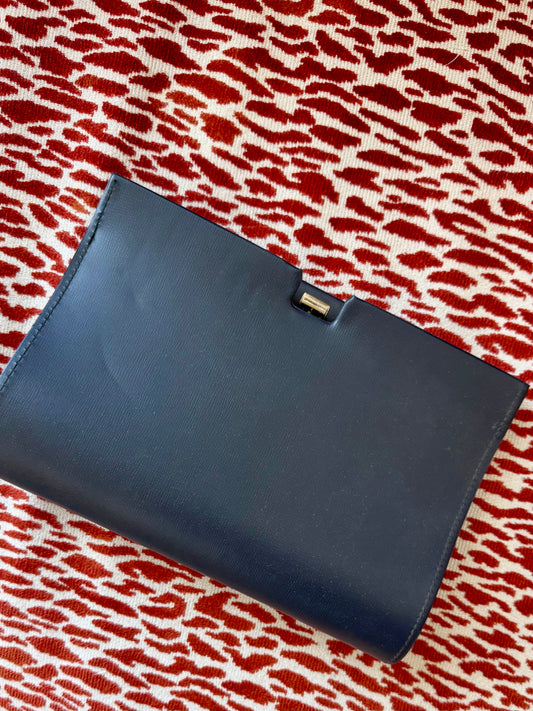 Vintage Navy Blue Clutch with Handle