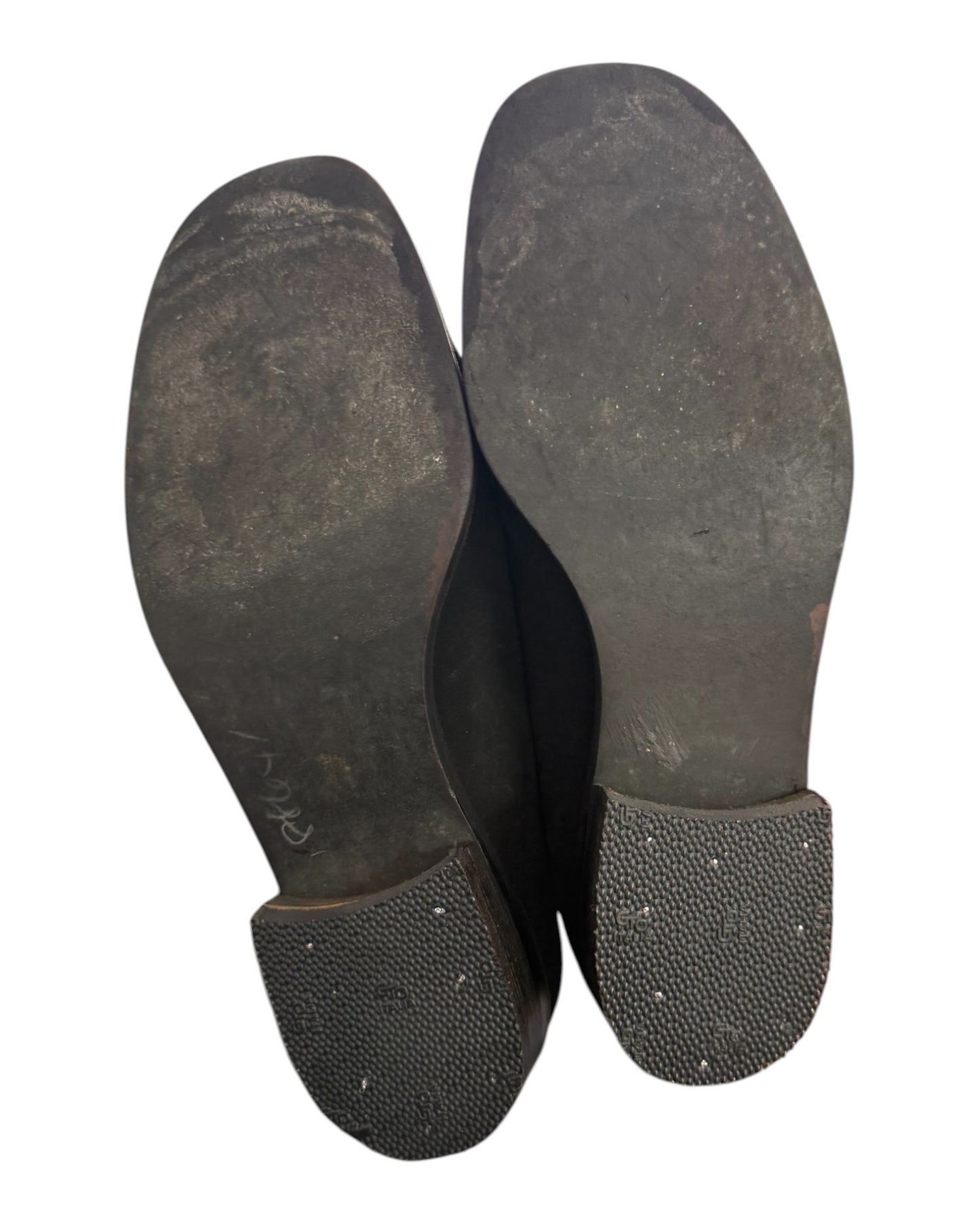 Vintage Gucci Black Suede Logo Loafers