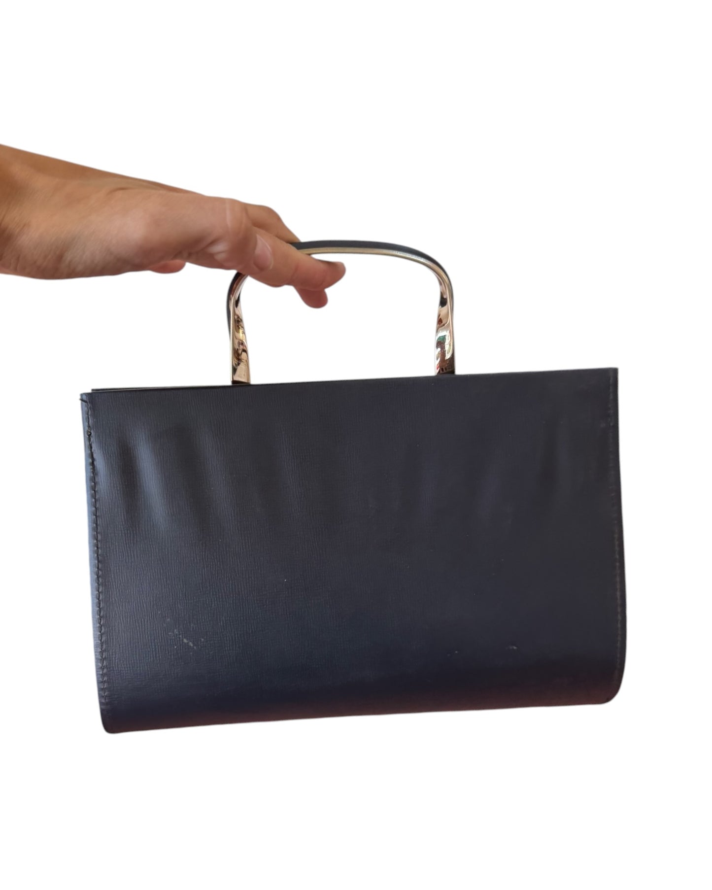 Vintage Navy Blue Clutch with Handle