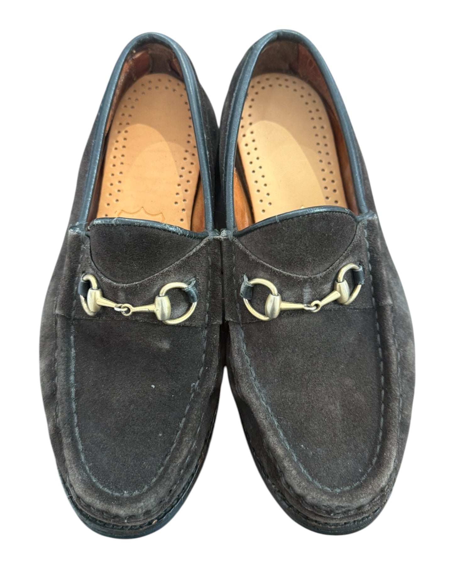 Vintage Gucci Horse Bit Brown Suede Loafers