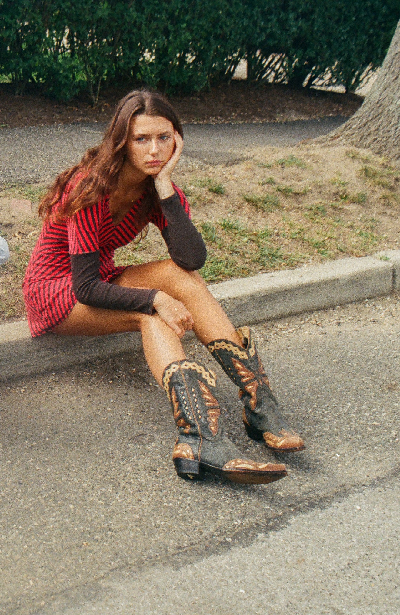Vintage Betsey Johnson Micro Mini Brown and Red Dress