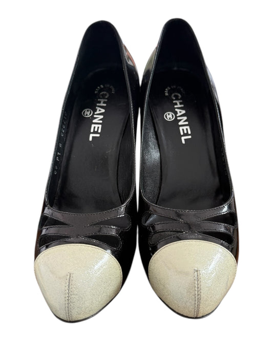 Vintage Chanel Black Sparkle Heels