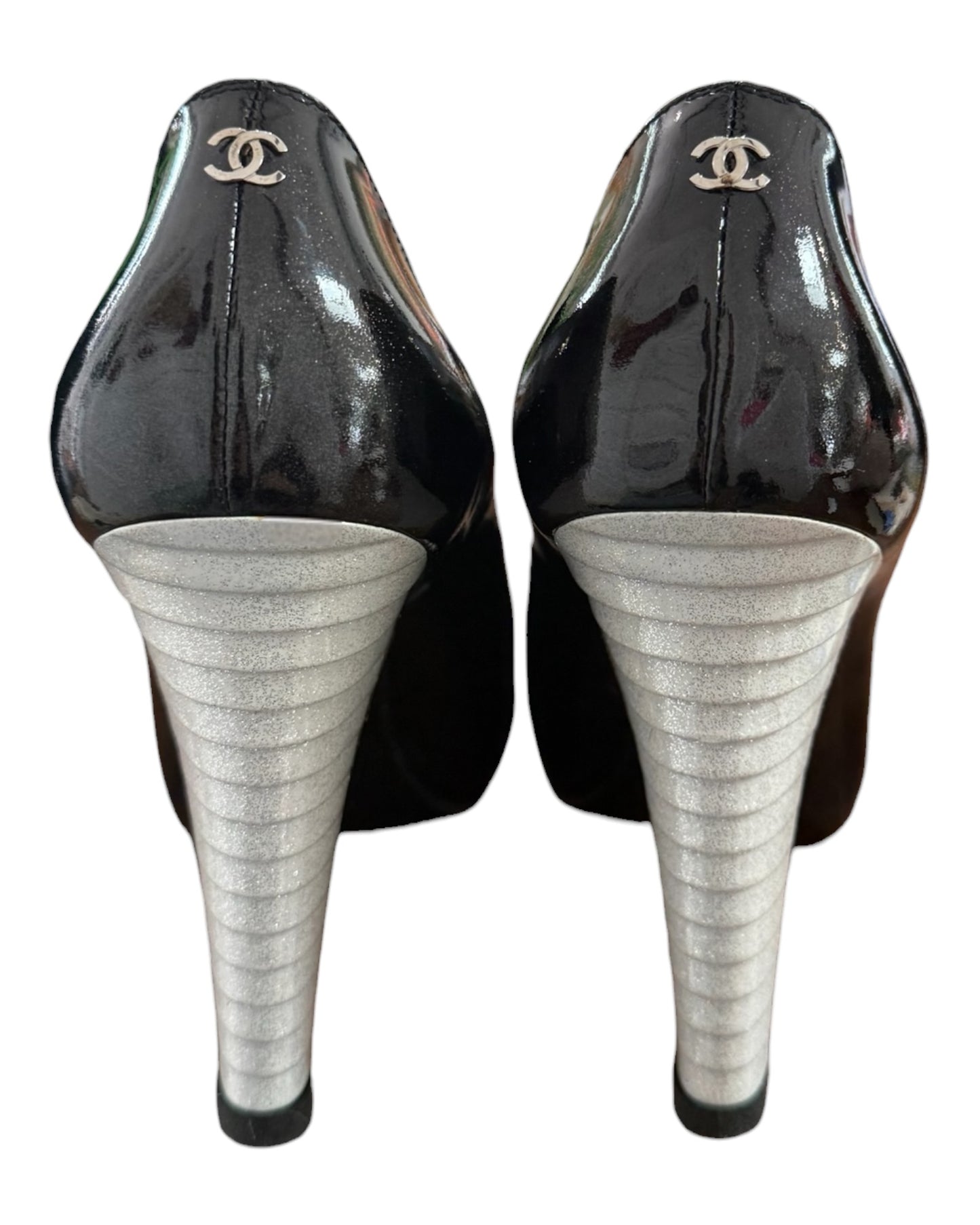 Vintage Chanel Black Sparkle Heels