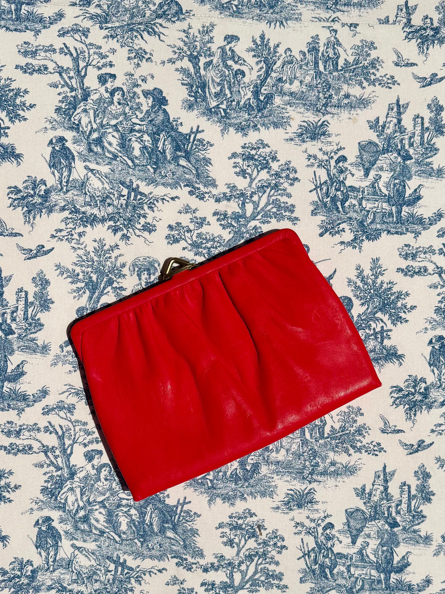 Vintage 1950/60s Mardane Red Clutch with Chain and Mirror