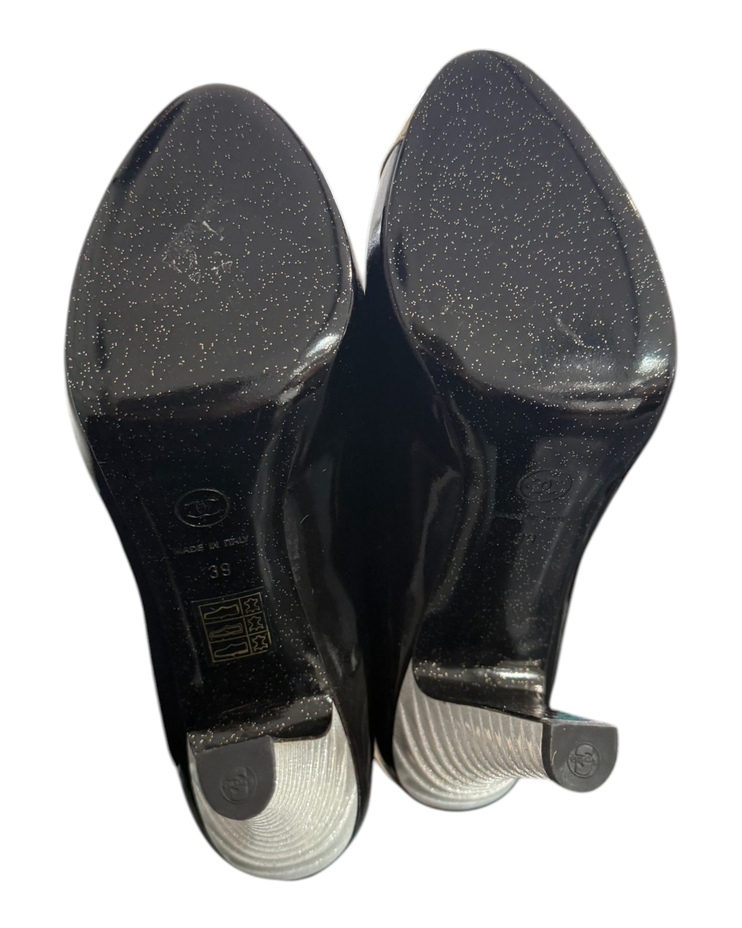 Vintage Chanel Black Sparkle Heels