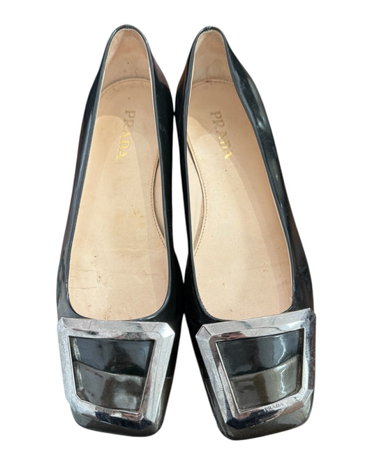 Vintage Prada Patent Leather Buckle Flats
