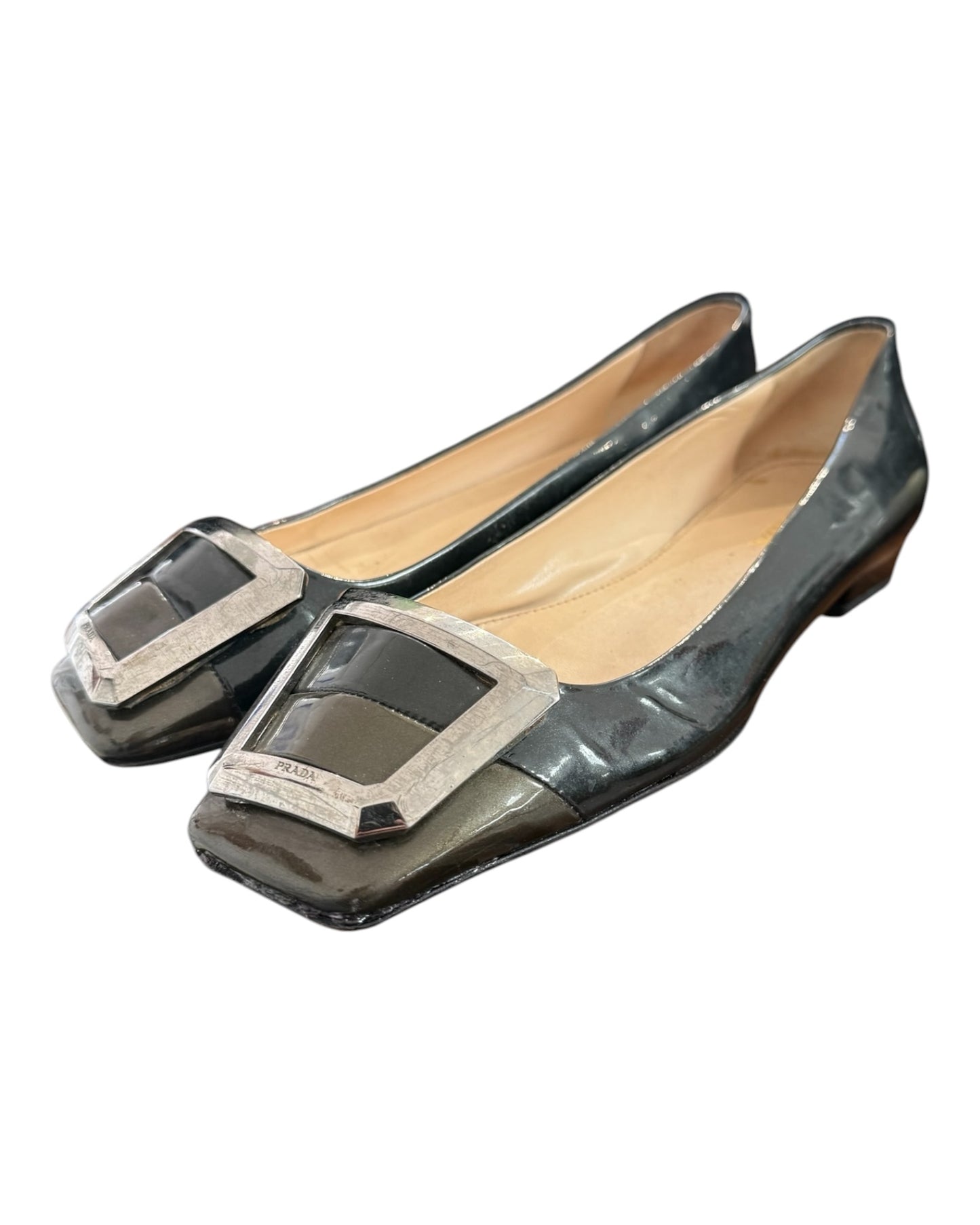 Vintage Prada Patent Leather Buckle Flats