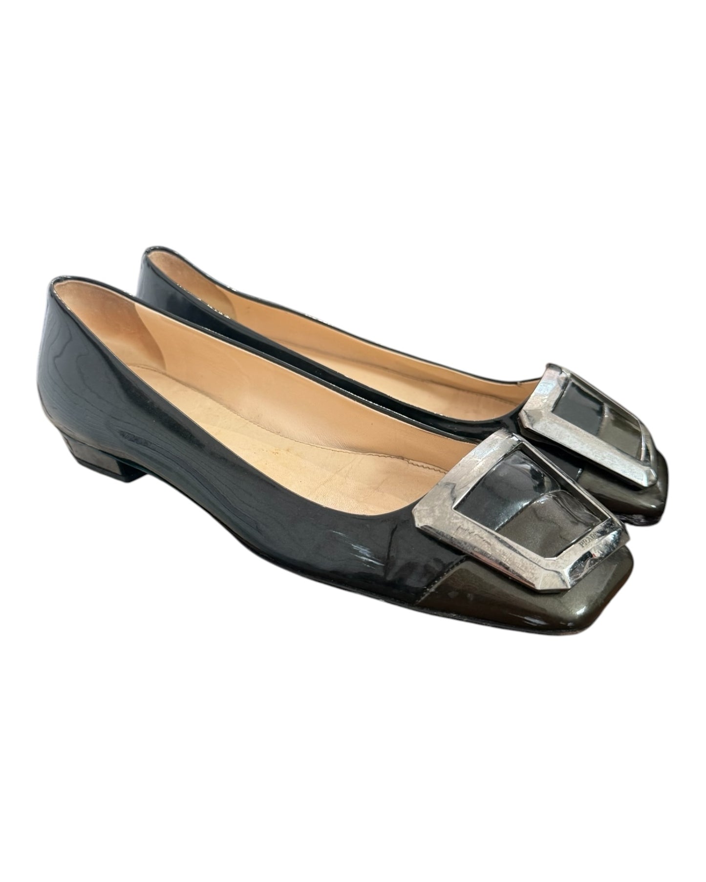 Vintage Prada Patent Leather Buckle Flats