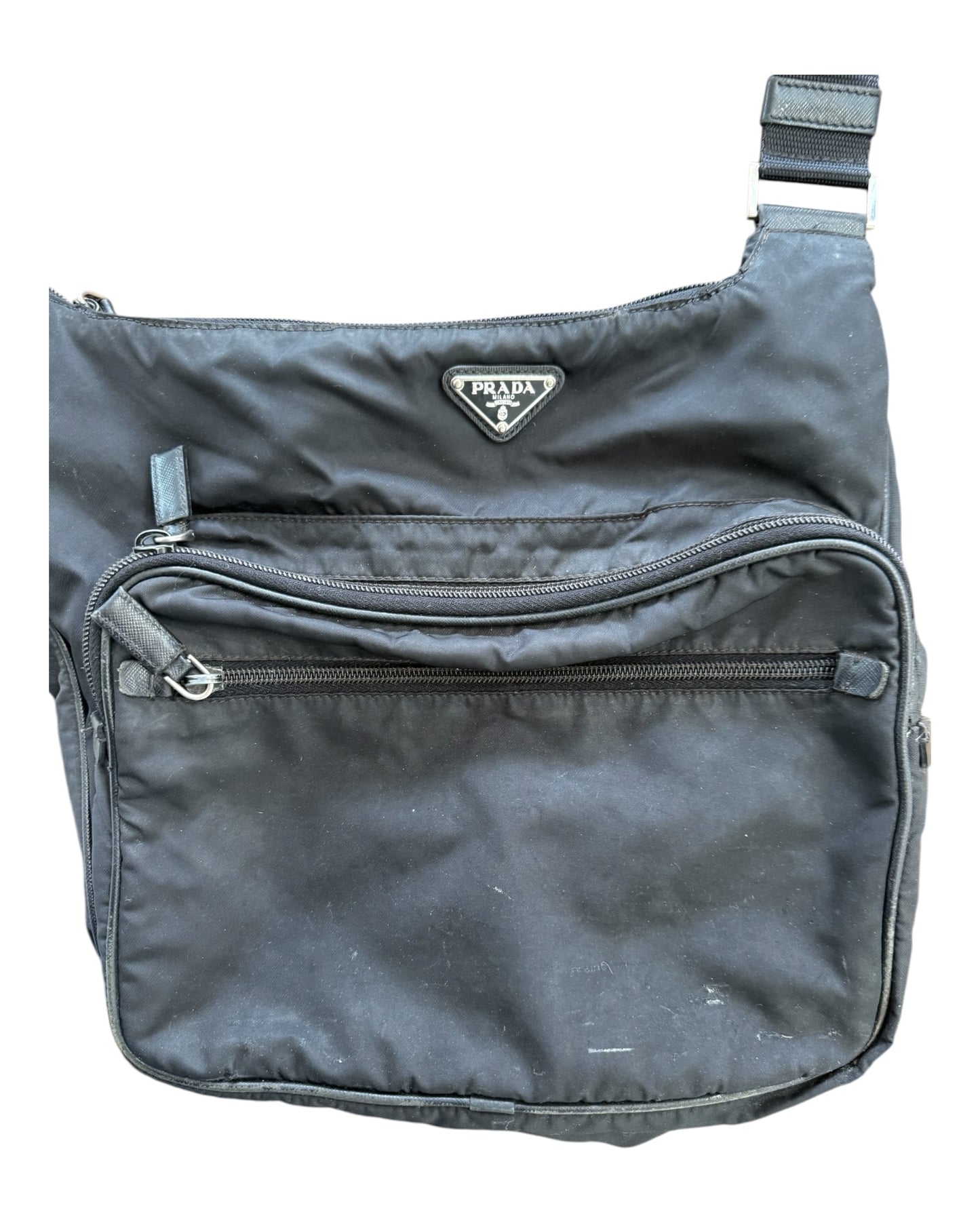 Vintage Prada Black Nylon Crossbody Bag
