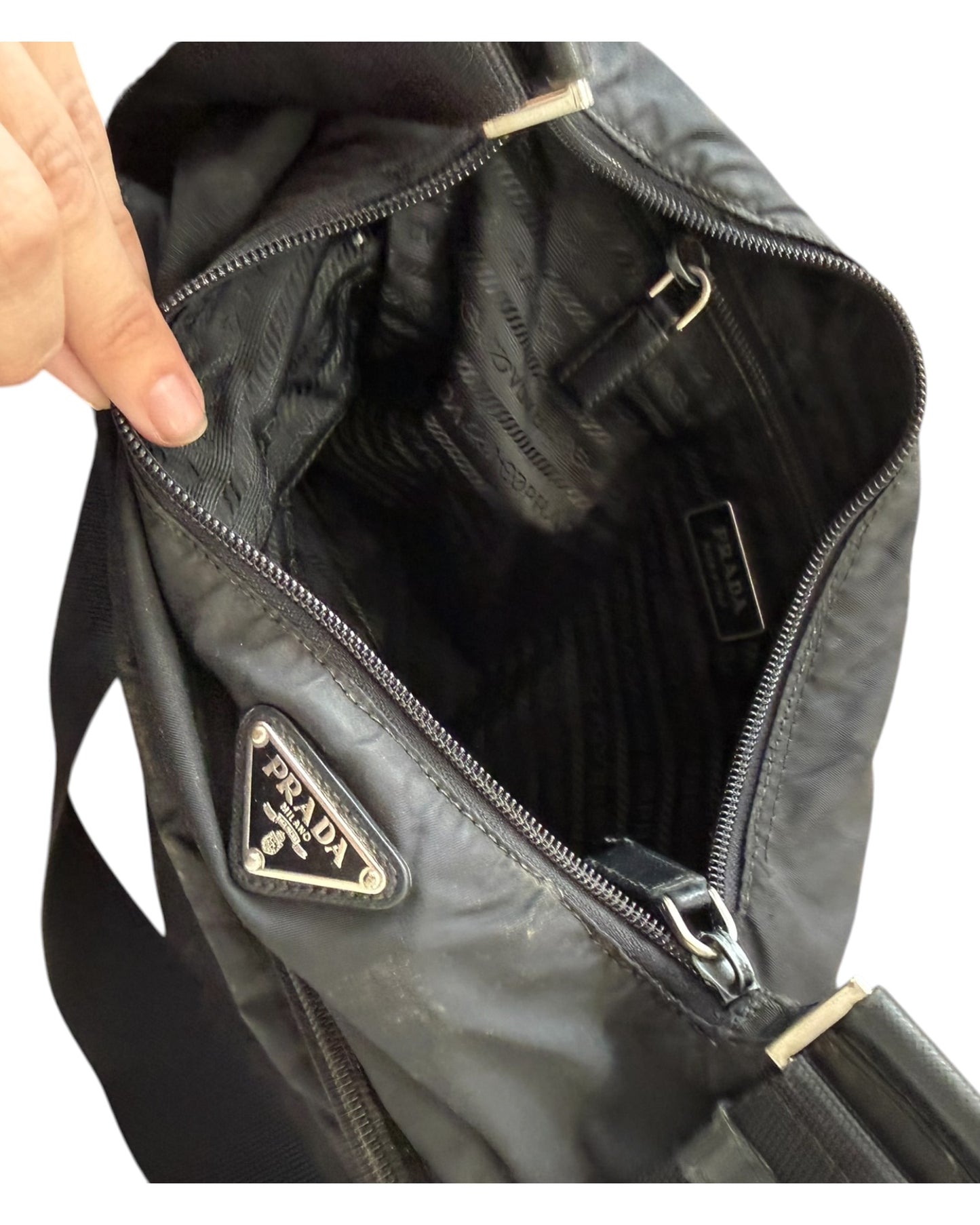 Vintage Prada Black Nylon Crossbody Bag