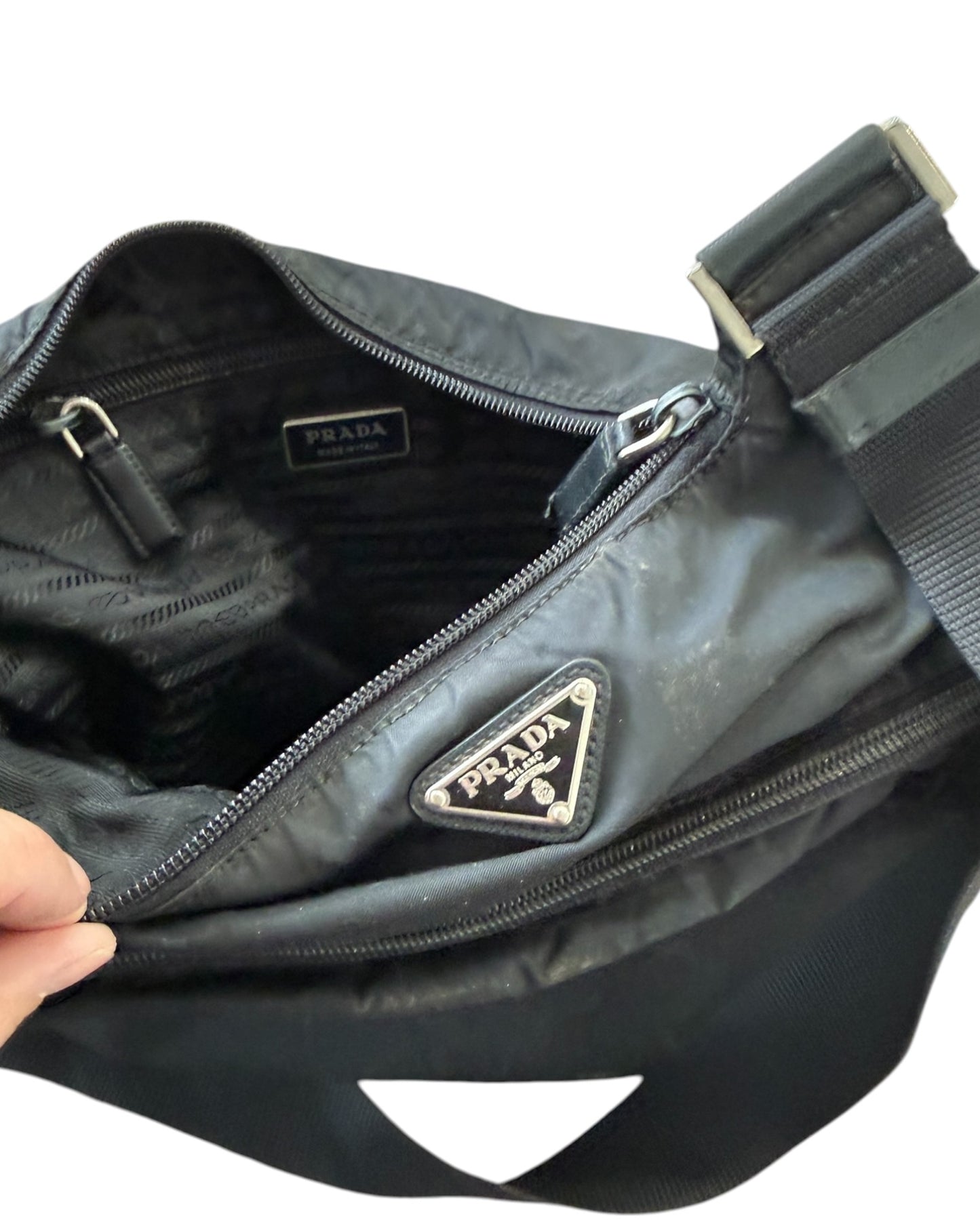 Vintage Prada Black Nylon Crossbody Bag