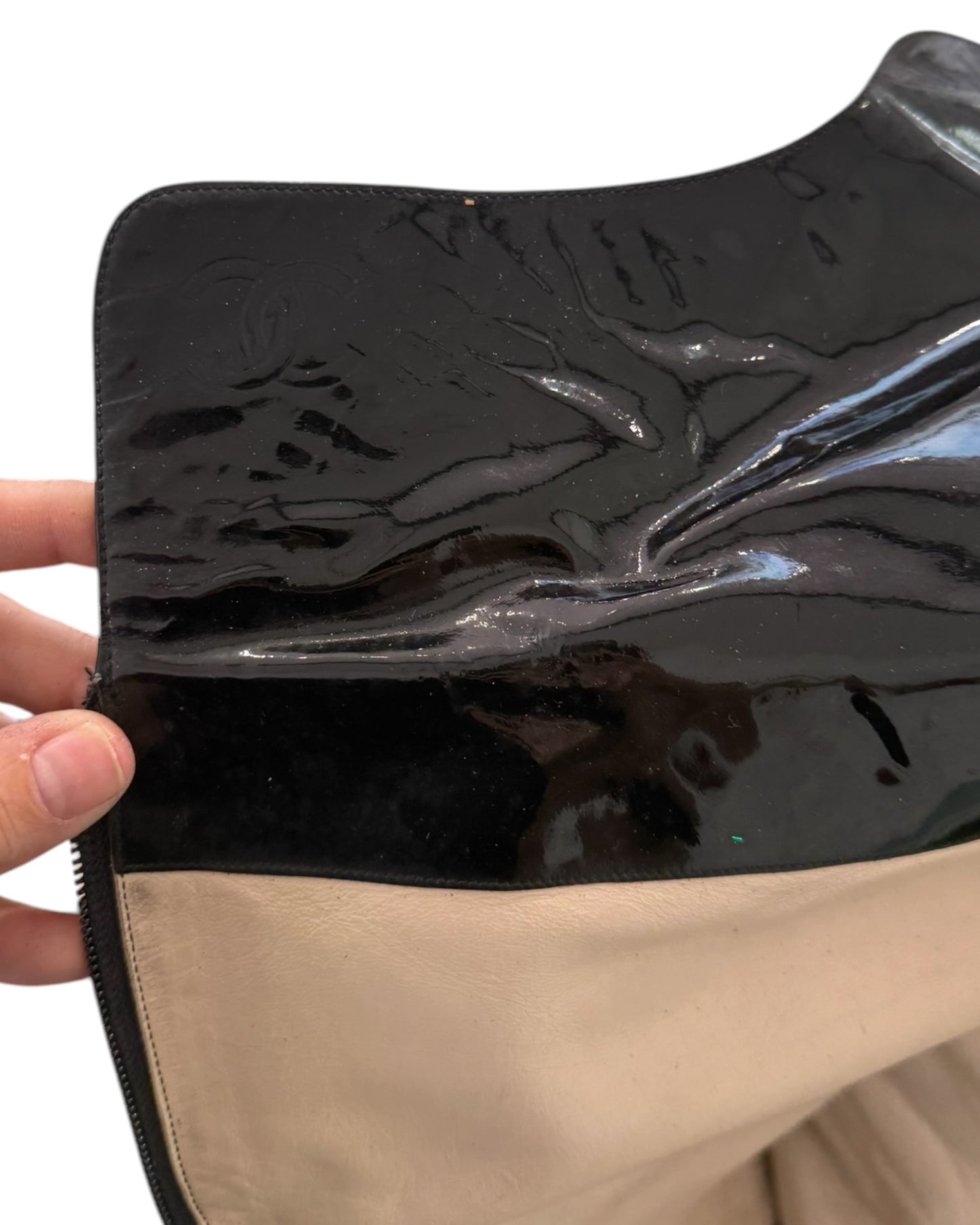 Vintage Chanel Black Patent Leather Over-the-Knee Boots