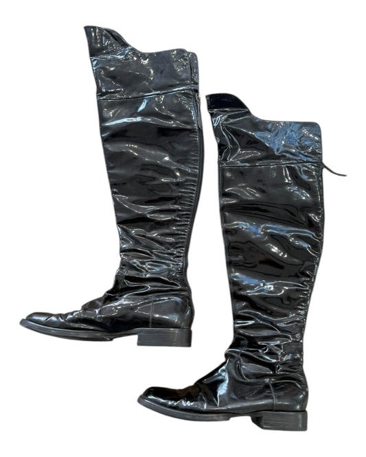 Vintage Chanel Black Patent Leather Over-the-Knee Boots