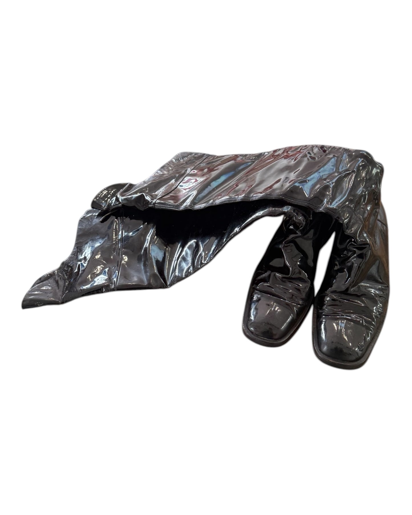 Vintage Chanel Black Patent Leather Over-the-Knee Boots