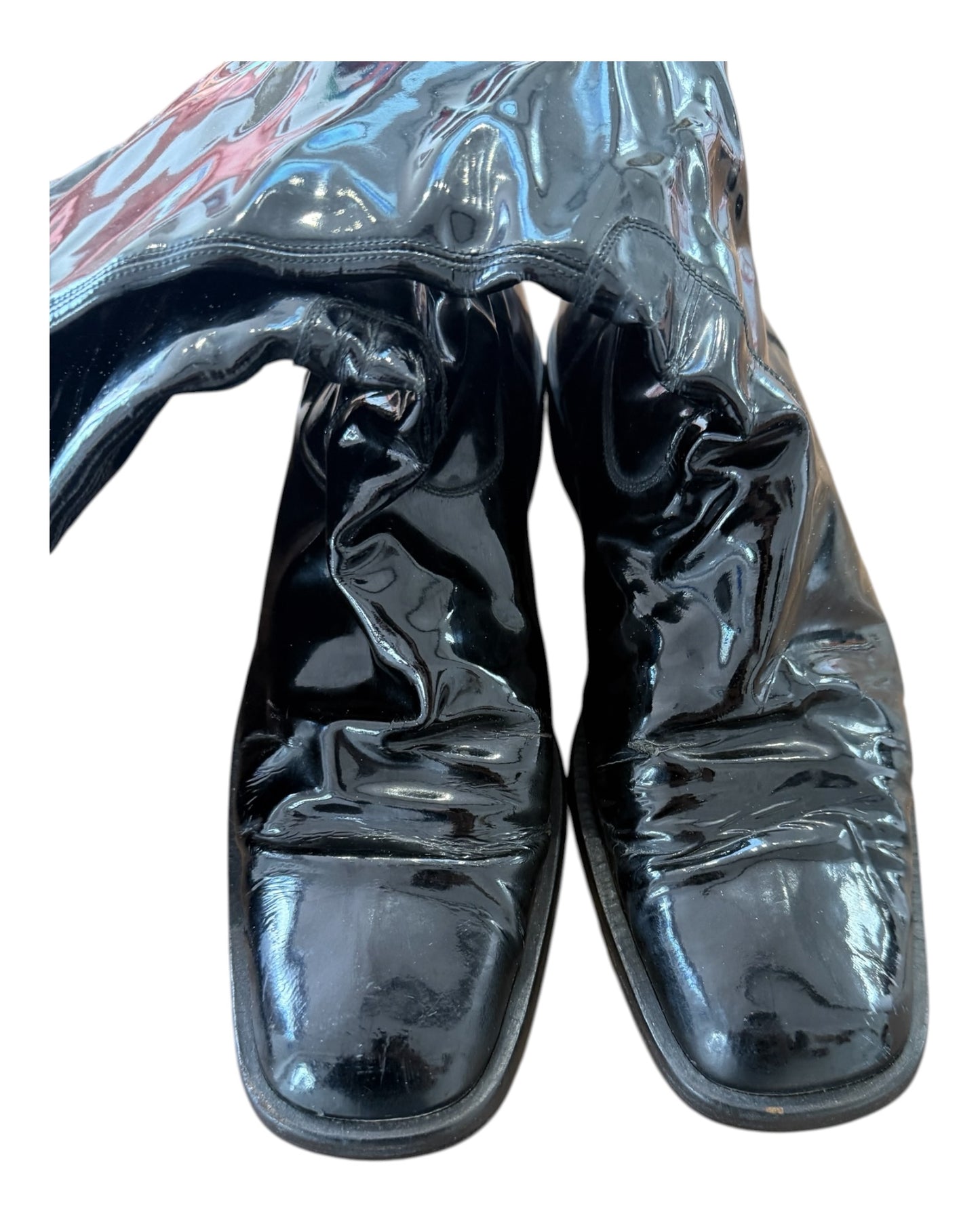 Vintage Chanel Black Patent Leather Over-the-Knee Boots