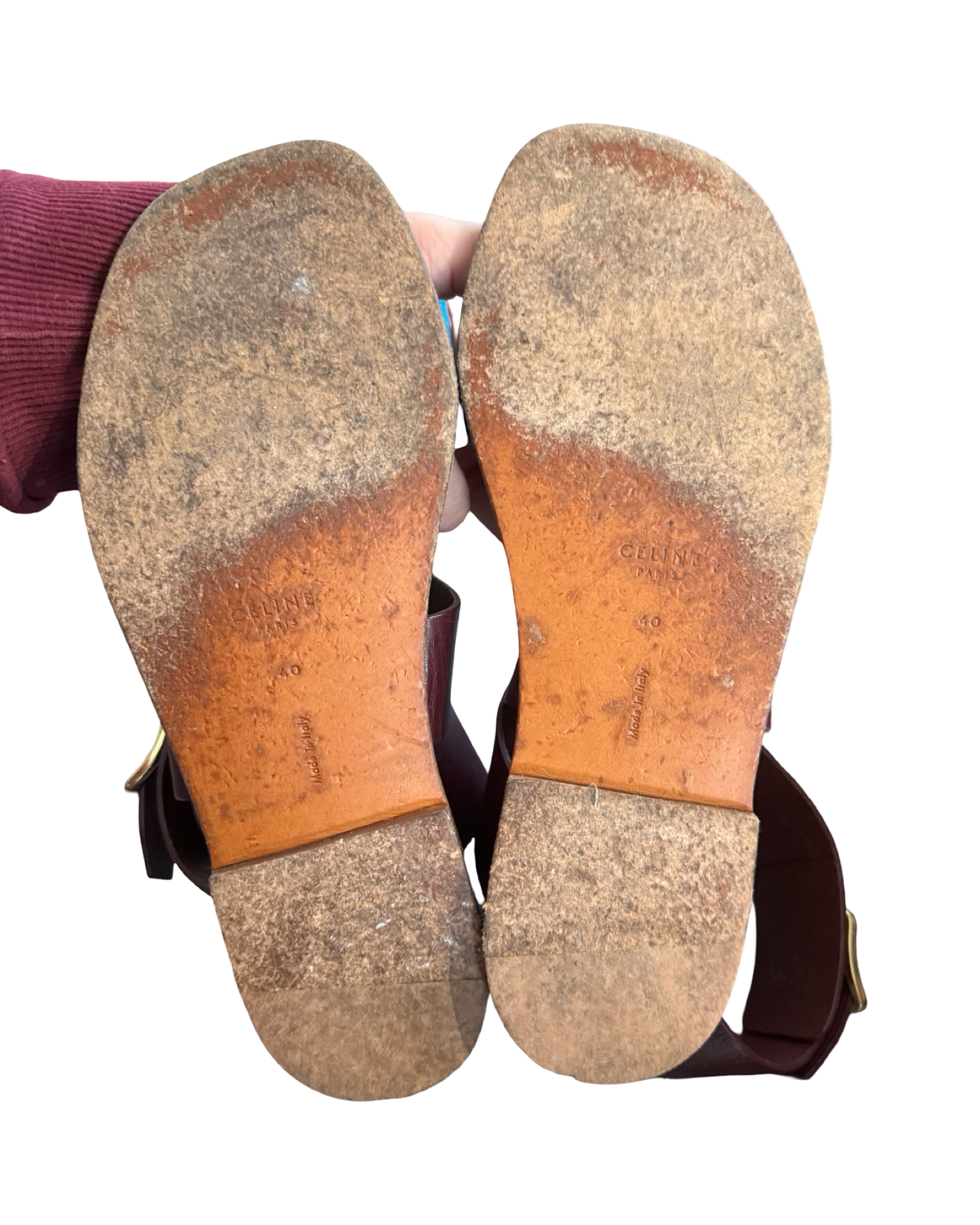Pre-Loved Céline Leather and Suede Sandals