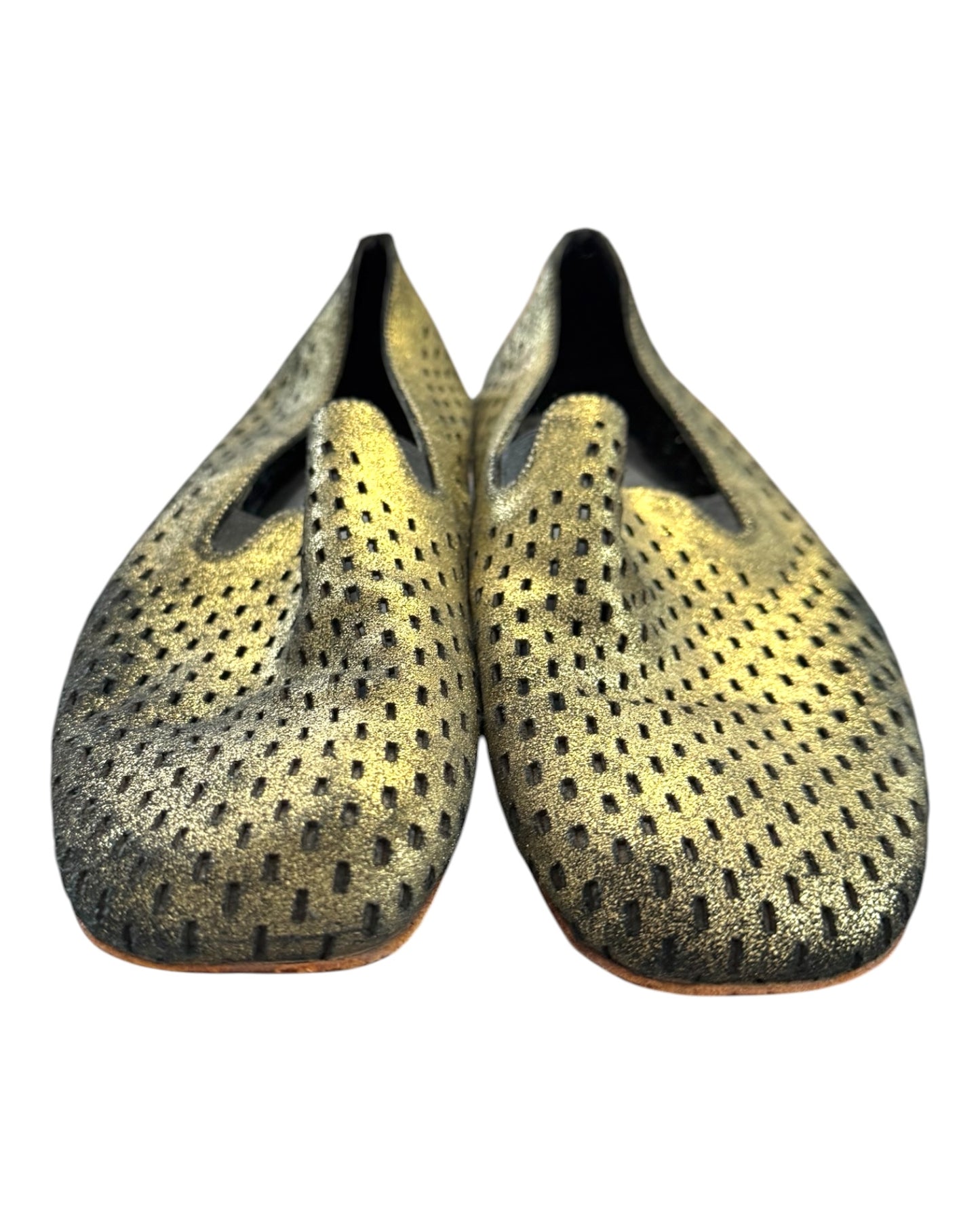 Pre-Loved Rachel Comey Gold Dusted Cut-Out Loafers