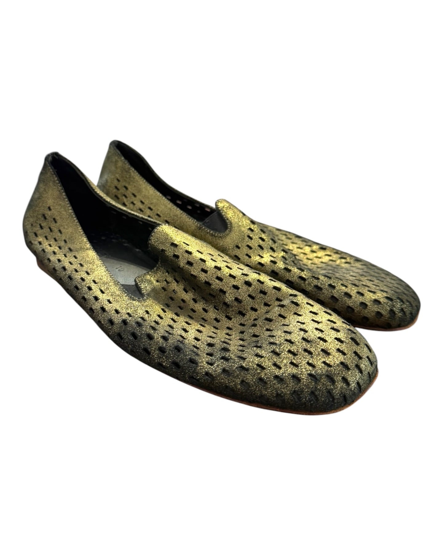 Pre-Loved Rachel Comey Gold Dusted Cut-Out Loafers