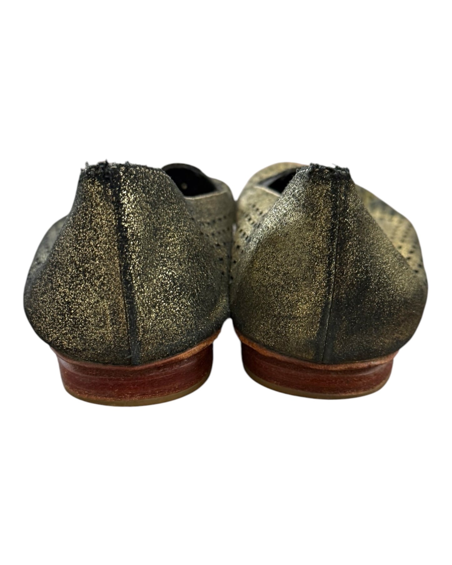 Pre-Loved Rachel Comey Gold Dusted Cut-Out Loafers