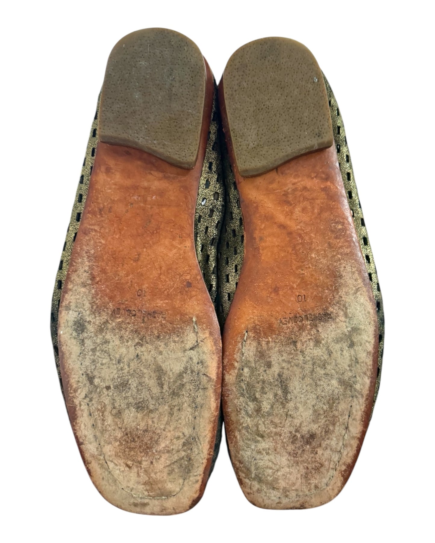 Pre-Loved Rachel Comey Gold Dusted Cut-Out Loafers