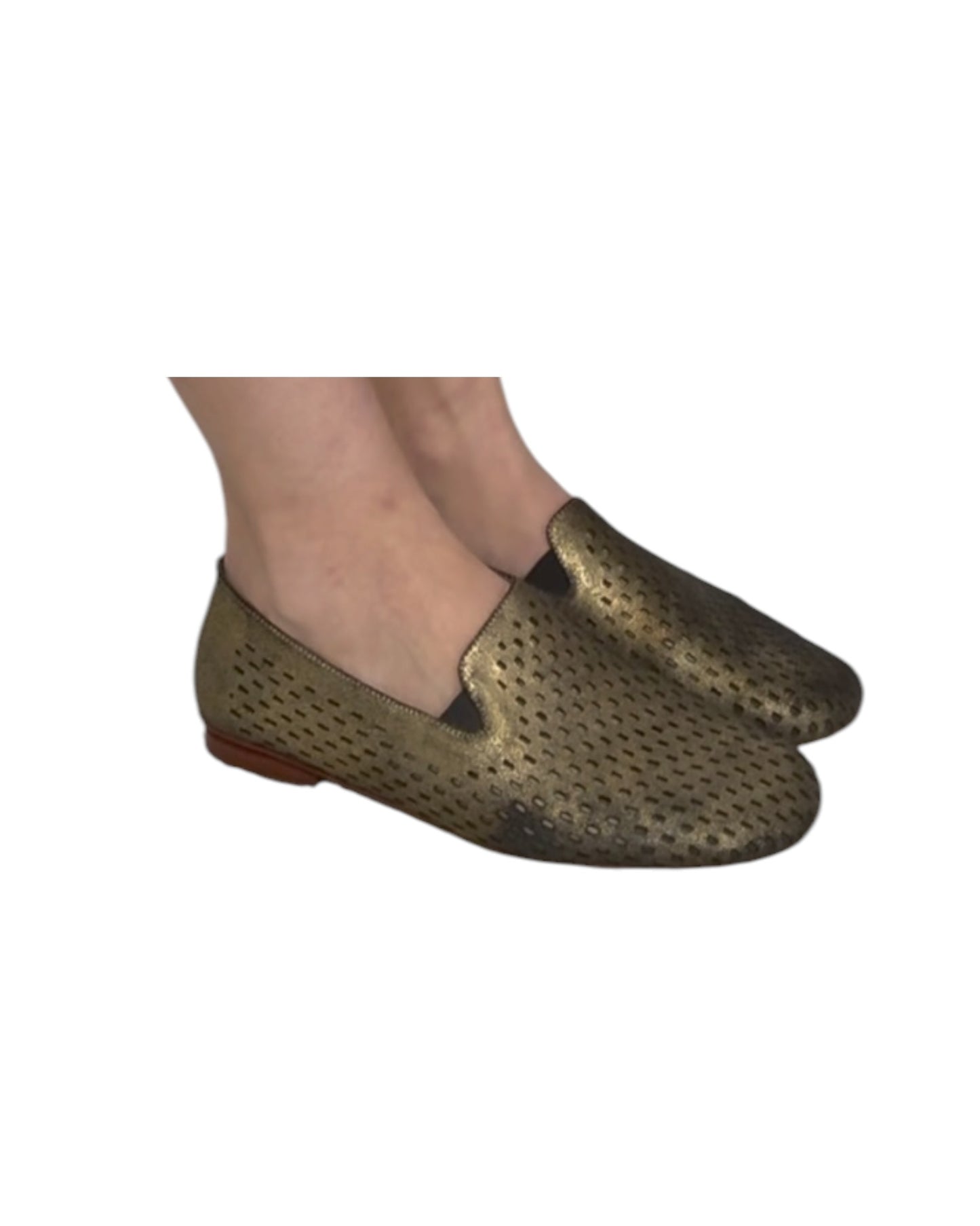 Pre-Loved Rachel Comey Gold Dusted Cut-Out Loafers
