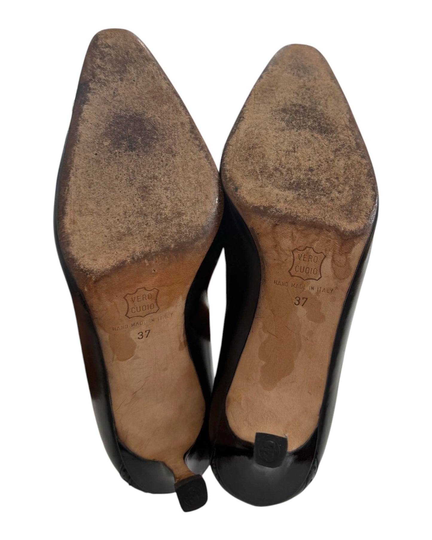 Vintage Manolo Blahnik Black Leather Mary-Jane Heels