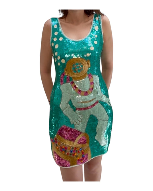 RARE 1980s Vintage Philippe Albert Sequin Mini Dress