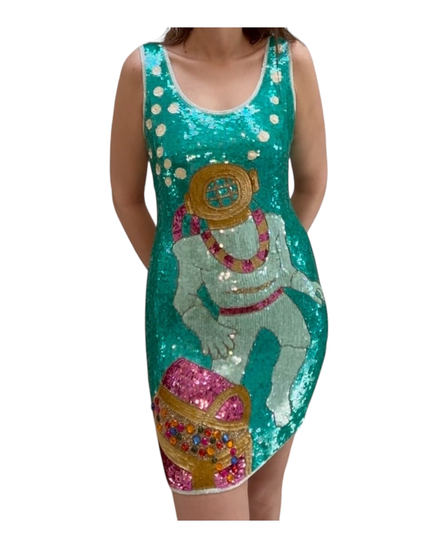 RARE 1980s Vintage Philippe Albert Sequin Mini Dress